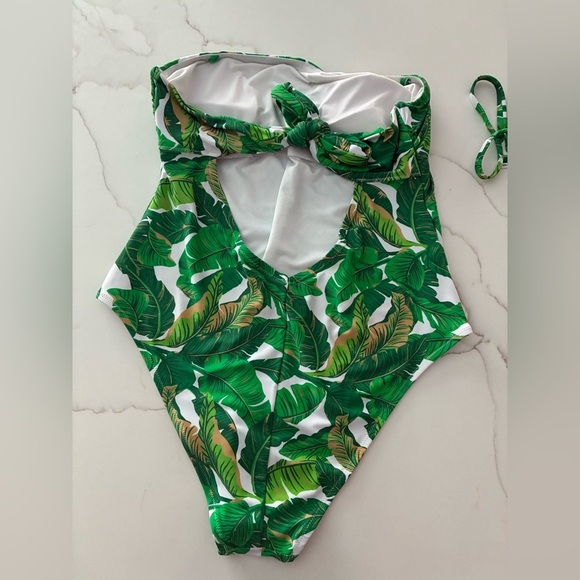 LOVE and SPORTS one piece strapless halter swimsuit tropical vacation 12/14 EUC - Picture 7 of 15